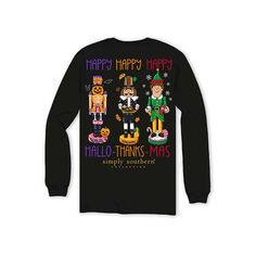 Simply Southern Youth Happy Hallo-Thank-Mas Long Sleeve T-Shirt Playful Long Sleeve T-shirt With Graphic Print, Novelty Long Sleeve T-shirt With Graphic Print, Fun Long Sleeve T-shirt With Screen Print, Fun Long Sleeve Screen Print T-shirt, Playful Long-sleeve T-shirt With Graphic Print, Playful Long-sleeved T-shirt With Graphic Print, Playful Long Sleeve Holiday Tops, Playful Crew Neck T-shirt For Fall, Funny Long Sleeve T-shirt With Text