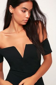 Lulus Exclusive! We are loving the minimal yet glam details of the Lulus Lynne Black Off-the-Shoulder Maxi Dress! This stunner is shaped from a medium-weight knit. Short, off-the-shoulder sleeves meet the strapless neckline with no-slip strips, and a sultry, hidden V-bar. Fitted waist meets the full-length, figure flaunting, maxi skirt with a flaring mermaid hem. Hidden back zipper/clasp. Fit: This garment runs small - please size up. Length: Floor length. Size small measures 57.5" from shoulder Bar Clothes, Mermaid Maxi Dress, Black Mermaid, Strapless Neckline, Knit Short, Compression Leggings, Black Maxi, Black Maxi Dress, Long Maxi Dress