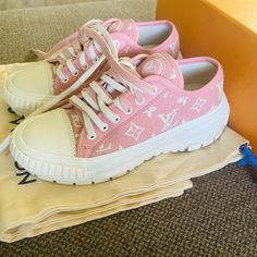 Reposhing This Item I Purchased From @Krisolms73. Loved It, But Ready To Rotate For Something New. Questions? Leave A Comment Below! Louis Vuitton Shoes, Womens Shoes Sneakers, Something New, Pink White, Shoes Sneakers, Louis Vuitton, Monogram, Size 6, Women Shoes