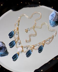 "Welcome to visit my Jewelry store: https://www.etsy.com/shop/Jeansdreamjewelry Custom order accepted now. Feel free to ask me to see if it is possible. I would love to meet your requirements. Made to order. Every item will come in a jewelry box for safety during travel and gift giving. This necklace is handmade with all natural high quality and well selected gemstones. They are lightweight and comfortable to wear. All materials used are nickel free, friendly to sensitive skin. 🌷MEASUREMENTS Ch Light Blue And Gold Jewelry, Blue And Gold Jewelry, Shell Charm Necklace, Ethereal Jewelry, Whimsical Necklace, Pearl Rose, Magical Jewelry, Natural High, Fancy Jewellery