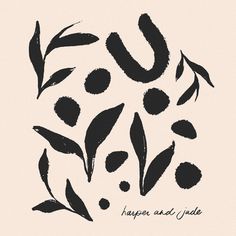 the words happy and hyde written in black ink on a white background with an image of leaves