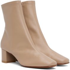 Ankle-high nappa leather boots in taupe. · Zip closure at inner side · Logo embossed at padded leather footbed · Buffed leather and suede lining · Covered block heel with rubber injection · Leather sole · Heel: H2 Supplier color: Taupe Beige Leather Mid-calf Boots High Ankle, Beige Calf Leather Boots With Sculpted Heel, Beige Calf Leather Boots With Reinforced Heel, Beige Calf Leather Heeled Boots With Almond Toe, Leather Mid-calf Boots With Reinforced Heel In Beige, Beige Leather Mid-calf Boots With Almond Toe, Beige Leather Mid-calf Boots With Reinforced Heel, Modern Beige Calf Leather Boots, Modern Beige Leather Heeled Boots