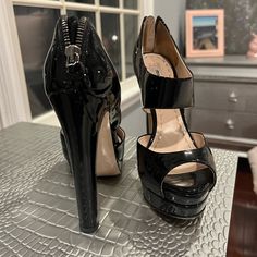 Please Read Before Offering*** My Moms Authentic Miu Miu Heels, I Would Take Them For Myself But I Was Cursed With Big Feet. There’s No Box For Them, They Are Used But In Pretty Good Condition. They Have The Usual Signs Of Wear, So Slight Scratching Creasing, Imperfections, Etc. Please Be Aware Of That Because I Will Not Be Accepting Refunds. They Are Final Sale. Again, They Are Final Sale. Please Be Sure You Understand These Conditions Before Purchasing. And Please Be Sure That This Is Your Size. No Returns No Exceptions. I Can’t Comment Too Much On The Fit Or Comfort Level Since Again, I Was Cursed With Huge Feet And Bunions. 14.5 Cm Heel, Size 36. Miu Miu Patent Leather Heels With Heel Strap, Miu Miu Luxury Heels With Ankle Strap, Miu Miu Luxury Open Heel Heels, Luxury Miu Miu Open Heel Heels, Chic Miu Miu Sandals With Round Toe, Miu Miu Open Heel Evening Heels, Miu Miu Open Toe Formal Heels, Luxury Miu Miu Heels For Spring, Miu Miu Formal Open Toe Heels