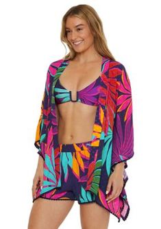 Enliven your swimwear assortment with this multicolored cover-up from Trina Turk. | Trina Turk Women's Wailea Open Front Tunic Swim Cover Up Spring Multicolor Swimwear For Beach Cover-up, Bold Print Beachwear Swimwear For Vacation, Multicolor Swimwear For Resort Season, Bold Print Swimwear For Vacation Beachwear, Bold Print Swimwear For Vacation, Multicolor Swimwear For Resort Season Poolside, Multicolor Swimwear For Poolside Resort Season, Multicolor Poolside Cover-up For Resort Season, Multicolor Swimwear For Resort Season Swimming