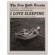 the new york times front page showing a woman in a boat floating on water with her legs up