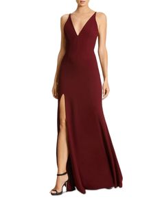 Dress the Population Iris Plunging Crepe Gown Formal Dress Floral, Burgundy Long Dress, Dress Plunging Neckline, Burgundy Formal Dress, Red Evening Gown, Burgundy Gown, Burgundy Bridesmaid, Crepe Gown, Trumpet Gown