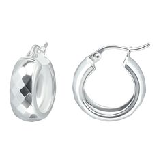 Eye-catching beauty is effortless when you pair these Aleure Precioso faceted hoops with your favorite attire. Eye-catching beauty is effortless when you pair these Aleure Precioso faceted hoops with your favorite attire.  Backings: click-it Metal: sterling silver Finish: diamond-cut Packaging: pouch Nickel free Length: 6 mm x 15 mm Size: One Size. Gender: unisex. Age Group: adult. Packaging Pouch, Jewelry Earrings Hoops, Diamond Cut, Gender Female, Product Features, Diamond Cuts, Silver Bracelet, Age Group, Jewelry Earrings