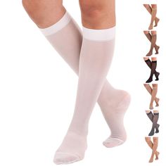 PRICES MAY VARY. CIRCULATION SUPPORT - Designed to aid in the relief of Varicose Veins, Edema, and Swelling by enhancing circulation. DETAILED SIZE CHART - Comprehensive size chart factoring in both calf and ankle measurements for a perfect fit. REINFORCED HEEL & TOE - Built for longevity with a strong heel and toe area, making these socks highly durable. COMFORTABLE TOP BAND - Features a skin-friendly band that prevents sliding and doesn't leave marks. EASY CARE INSTRUCTIONS - These socks are m Doctor Dress, Knee High Stockings, Medical Medium, Compression Stockings, Compression Garment, Top Band, Socks For Women, Compression Socks, Comfortable Tops