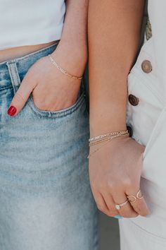 One of you apologizes for everything. The other one takes zero shit. Opposites attract and we're here for it! Bracelet is adjustable from 6.5 - 7". Available in Mixed Metal. Shop our complete Friendship Collection. Handmade in Eau Claire, WI. Our jewelry is handmade so each piece will be unique and may vary slightly from what is pictured. Trendy Cuff Bracelet For Friendship, Adjustable Chain Bracelet For Everyday, Everyday Stackable Name Bracelet, Dainty Resizable Chain Bracelet For Everyday, Adjustable Jewelry With Extender For Everyday, Everyday Paperclip Bracelet With Extender, Adjustable Everyday Jewelry With Extender, Dainty Resizable Chain Bracelet, Jubilee Bracelet For Promise Occasion