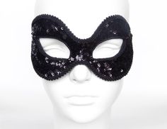 CLEARANCE SALE Sequined Shimmering Black Masquerade by SOFFITTA Black Eye Mask For Masquerade, Halloween Evening Masquerade Mask, Black Full Face Carnival Masks, Carnival Evening Masquerade Eye Mask, Black Full Face Costume Accessories For Costume Party, Black Eye Mask For Evening Masquerade, Full Face Masquerade Mask For Halloween Party, Full Face Party Masks For Halloween, Full Face Halloween Masquerade Mask For Party