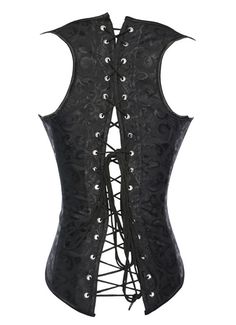 Halloween Black Vintage Gothic Victorian Corset Vest     Type: Corset   Style: Sexy   Design: This beautiful fashion corset is lace up on back, Plastic boning to support   Embellishment: Lace-up   Fabric: Brocade, cotton   Color: As Picture   Weight: 0.8kg   Occasion:These fashion corsets are perfect for parties,cosplay,club, a night out, or just a bedroom lingerie. It will make you look and feel amazing.   The corset is designed to create a wonderful hourglass figure for an alternative outfit a Fitted Overbust Corset With Lace-up Back, Gothic Black Corset Dress With Lace-up Back, Sleeveless Black Gothic Corset, Sleeveless Lace-up Back Corset, Fitted Sleeveless Corset For Halloween, Black Fitted Corset For Halloween, Black Halloween Corset With Corset Back, Black Corset With Corset Back For Halloween, Fitted Black Corset Belt For Halloween