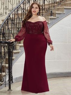 Plus Size Off-Shoulder Long Sleeve Sequin Formal Dresses work dresses, ducktape dresses, redprom dresses #dressesvideo #dressescheap #dresses2016, dried orange slices, yule decorations, scandinavian christmas Sparkle Prom Dresses Long, Elegant Evening Dresses Long, Full Sleeves Dress, Sparkle Prom Dress, Sequin Evening Gowns, Sequin Formal Dress, Long Sleeve Dress Formal, Evening Dresses Plus Size, Sequin Prom Dresses