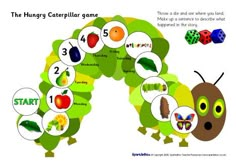 the very hungry caterpillar game with numbers and pictures for each caterpillar