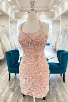 Pink Glitter Dress Short, Sparkly Hoco Dress, Pink Hoco Dress, Dress Short Tight, Tight Pink Dress, Glitter Dress Short, Homecoming 2024, Sequin Homecoming Dress, Homecoming Dresses Short Tight