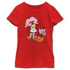 Who's ready for a berry special treat? You are! Enjoy sweet fashion with this officially licensed Strawberry Shortcake Custard in The Berry Basket Girls' Graphic T-Shirt. Your favorite greeting card-turned-pop culture sensation is here to win your heart with fun adventures in Strawberry-land. This bright tee features Strawberry Shortcake with her adorable pet, Custard playfully playing in a basket full of strawberries as a ladybug sits on its tail across the front. Red Crew Neck T-shirt, Sweet Red Crew Neck Top, Red Sweet Crew Neck T-shirt, Sweet Style Red Crew Neck T-shirt, Sweet Red Short Sleeve T-shirt, Strawberry Shortcake Custard, Berry Basket, Short Cake, Fun Adventures