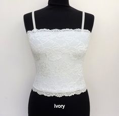 Floral Lace Tank Top, Lace Tube Top, White Lace Tank Top, Womens Tank Tops, Bridal Tops, Floral Lace Tops, Lace Bandeau, Ivory Bridal, Lace Camisole