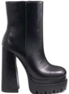 Edgy Synthetic Platform Heeled Boots, Edgy Platform Heeled Boots In Synthetic Material, Trendy Black Polyurethane Platform Boots, Black High Ankle Polyurethane Boots, Black Polyurethane High Ankle Boots, Black Polyurethane Ankle Heeled Boots, Black Faux Leather Ankle-high Platform Boots, Black Polyurethane Heeled Boots With Reinforced Heel, Black Polyurethane Ankle Platform Boots