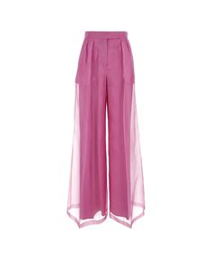 Best price on the market at italist | Max Mara Calibri Trousers Spring Evening Wide Leg Pants With Pockets, Spring Evening Bottoms With Pockets, Organza Palazzo, Italian Chic, High Waist Trousers, Italian Luxury Brands, Silk Organza, High Waisted Trousers, Palazzo Pants