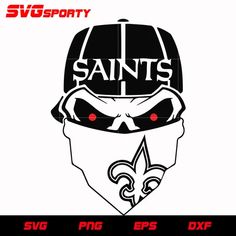 a black and white drawing of a helmet with the word saints on it's face