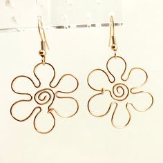 Handmade with love <3 Support local artists! Whimsical Gold Jewelry For Pierced Ears, Gold Whimsical Flower-shaped Earrings, Whimsical Gold Flower Earrings, Trendy Gold Flower-shaped Jewelry, Cute Gold Flower-shaped Earrings, Artistic Gold Hoop Earrings With Ear Wire, Artistic Gold Jewelry With Ear Wire, Trendy Gold Flower Shaped Hoop Earrings, Artistic Gold Nickel-free Earrings