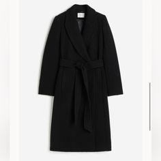 Brand New H&M Premium Collection Double Breast Wool-Blend Coat. Size S. Fit True To Size. 22” Across The Pits. 47” Long. Lined. Calf-Length Coat In A Woven Wool Blend. Pointed Lapels, Wrapover Front With Concealed Snap Fasteners, And A Wide, Removable Tie Belt At Waist. Shoulder Pads And Long Sleeves. Welt Chest Pockets And Welt Side Pockets. Vent At Back. H&m Black Workwear Outerwear, Chic Tailored Outerwear By H&m, H&m Black Outerwear For Work, Chic Tailored H&m Outerwear, Elegant H&m Workwear Outerwear, Elegant H&m Outerwear For Fall, Elegant H&m Outerwear For Work, Elegant H&m Fall Outerwear, Cell Phone Holster