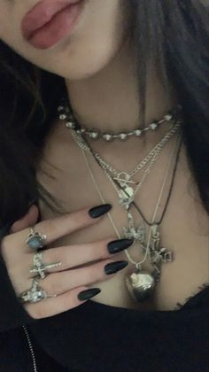 Dark Feminine Style, Necklace Combo, Image Swag, Chunky Jewelry, Stacked Jewelry