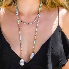 "Quietly elegant and easy-to-wear, this lariat necklace is a composition of Peruvian blue opal beads and white baroque pearls accented with diamond rondelle beads. This necklace exudes a timeless, classic appeal and understated luxury and will take you from day to night. Necklace: 46\" You might also like: https://www.etsy.com/listing/819308075/pearl-and-black-spinel-lariat-necklace?ref=shop_home_active_1&frs=1 or: https://www.etsy.com/listing/747018656/tourmaline-necklace-watermelon?ref=sho Bohemian Lariat Beaded Necklace With Adjustable Chain, Festival Lariat Necklace With Adjustable Chain, Elegant Lariat Necklace For Festivals, Bohemian Lariat Drop Necklace Gift, Elegant Turquoise Beaded Lariat Necklace, Elegant Turquoise Long Necklace For Gift, Elegant Long Lariat Necklace For Festivals, Festival Lariat Necklace With Natural Stones, Lariat Necklaces With Natural Stones For Festival