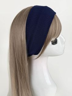 Navy Blue  Collar  Knitted Fabric   Embellished   Women Accessories Navy Blue Headband, Navy Blue Hair Accessories, Blue Head Accessories, Blue Head Band, Royal Blue Accessories, Navy Headband, Navy Blue Hair, Casual Hair, Navy Hair