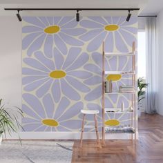 With our Wall Murals, you can cover an entire wall with a rad design - just line up the panels and stick them on. They're easy to peel off too, leaving no sticky residue behind. With crisp, vibrant colors and images, this stunning wall decor lets you create an amazing permanent or temporary space. Available in two floor-to-ceiling sizes.      - Size in feet: 8' Mural comes with four 2'(W) x 8'(H) panels   - Size in feet: 12' Mural comes with six 2' x 8' panels   - Printed on self-adhesive woven Yellow Mural, Yellow Wall Mural, Lilac And Yellow, Big Daisy, Yellow Wall, Rental House, Mural Wall, Yellow Walls, Room Aesthetic