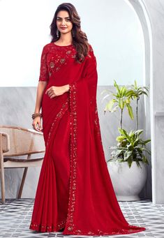 Classic Saree, Lehenga Choli Wedding, Party Wear Saree, Party Wear Lehenga, Bridal Lehenga Choli, Red Saree