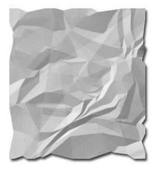 crumpled white paper on a white background