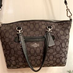 Nwot Classic Coach Bag, In Charcoal Gray. No Wear, Stains Or Flaws. Removable, Adjustable Leather Strap Converts From A Shoulder Or Crossbody To A Handbag. Would Make A Great Gift! Gray Bags With Top Carry Handle, Luxury Gray Bag With Zipper Closure, Gray Formal Crossbody Bag, Formal Gray Crossbody Bag, Coach Gray Shoulder Bag, Coach Gray Shopping Bags, Elegant Gray Coach Bag, Elegant Gray Bags For On-the-go, Formal Gray Bag With Detachable Strap