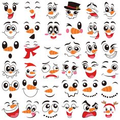 an assortment of cartoon faces with different expressions