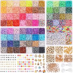 Multicolor Letter Beads For Crafting, Multicolor Letter Beads Craft Supplies For Crafting, Beads Kit, Gelang Manik-manik, Speckled Clay, Square Beads, Bead Charms Diy, Beaded Boxes, Clay Bracelet