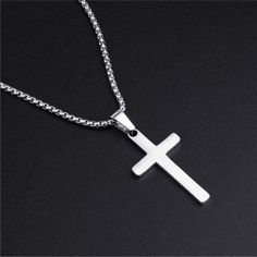 Questions? Leave A Comment Below! Cross Pendant Necklace Men, Pendant Necklace Men, Necklace Men, Cross Chain, Necklace Box, Mens Accessories Jewelry, Cross Pendant Necklace, Silver Cross, Box Chain