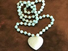 Vintage Chinese Green Jade Jadeline 14KGold Beads Design Heart Pendant Necklace Chinese Green, Horn Pendant Necklace, Diamond Flower Pendant, Phoenix Pendant, Padlock Necklace, Beads Design, Art Nouveau Pendant