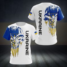 Ukraine Skull Flag Shirts These shirts are custom-made-to-order and handcrafted to the highest quality standards. Each shirt is constructed from a premium polyester blend that is ultra-soft and incredibly comfortable. Features a specialty high definition heat-dye application that ensures long lasting color vibrancy even after machine washing. Fabric is durable and resistant to wrinkles, shrinking and mildew. Each shirt is custom printed, cut and sewn just for you when you place your order - ther 3d Tshirt, Jersey Fashion, Ukrainian Flag, Clothing Streetwear, Shirt Female, 3d Shirt, Female Male, Flag Shirt, Men Tops