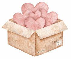 a box filled with pink heart shaped cookies