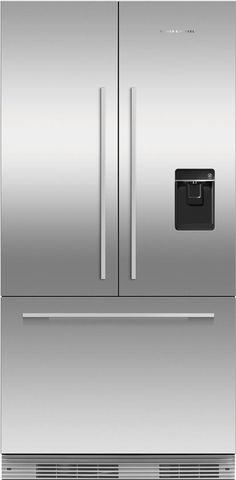 a stainless steel refrigerator freezer with two doors