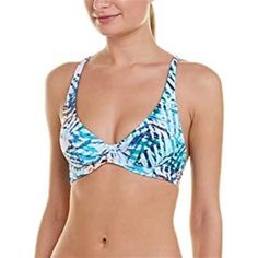 Pilyq Palmas Bikini Swim Top Color: Blue Pink Orange Green Black Size: Small Underwired Halter Straps Hand Wash Only Tropical Underwire Tankini For Pool, Tropical Underwire Swimwear For Pool, Padded Cups Tankini For Pool And Beach, Padded Cups Tankini For Beachwear, Blue Bra-friendly Tankini For Poolside, Blue Swimwear With Padded Cups For Swimming, Blue Bra-friendly Swimwear For Poolside, Blue Triangle Top Tankini, Bra Friendly, Blue Bra Friendly Tankini