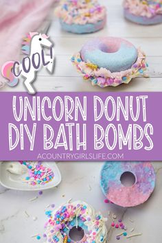 Easy Bath Bomb, Kids Bath Products, Soap Frosting, Bath Bomb Recipe Easy, Bath Boms Diy, Unicorn Donut, Bath Salts Diy, Diy Donuts