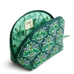 Our Mini Dome Cosmetic is perfectly sized to fit in your purse, handbag, or travel tote, making it ideal for carrying your essential makeup items on the go without taking up too much space. Whether you're touching up your makeup during the day or packing light for a weekend getaway, our compact bag offers the perfect solution for keeping your beauty essentials close at hand. Vera Bradley Wicked Mini Dome Cosmetic Bag in Bewitching Green Essential Makeup, Fleece Patterns, Backpack Lunch Bag, Compact Bag, Duffel Bag Backpack, Belt Purse, Stocking Stuffer Gifts, Makeup Items, Toiletry Bag Travel