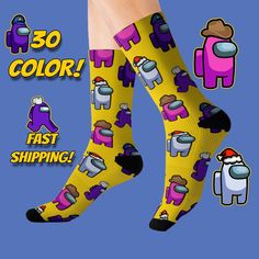 Among Us Socks, Amoung Us Gamer Gift, Video Gamer Sock, Best Gift, Gaming Socks, Unisex Socks, Gifts for Her, Geek Socks  Care instructions : - Do not dryclean;  - Do not iron;  - Dry flat; Do not bleach;  - Machine wash: cold (max 30C or 90F)  Material - 95% Polyester, 5% Spandex - Ribbed tube - Cushioned bottoms Casual Purple Socks As Gift, Casual Purple Socks For Gifts, Casual Purple Socks For Gift, Funny Multicolor Socks For Gifts, Funny Multicolor Socks For Gift, Multicolor Novelty Socks For Stocking Stuffer, Novelty Multicolor Socks For Stocking Stuffers, Novelty Multicolor Socks As A Gift, Multicolor Socks For Gifts