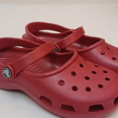 Nwt Girls Mary Jane Croc. Ruby Color. Mary Jane Look With Feel Of Original Croc. Croc Mary Janes, Fuzzy Crocs, Crocs Mary Jane, Toddler Crocs, Black Crocs, Pink Crocs, Birthday Aesthetic, Ruby Color, Crocs Crocband