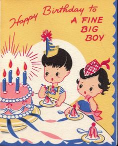 Vintage 1950s UNUSED Happy Birthday To A Fine Big Boy Greetings Card (B6a) B Day Wishes, Happy Birthday Art, Birthday Art, Grande Section, Monster Birthday