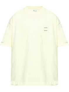 pastel yellow organic cotton jersey texture logo print at the chest crew neck short sleeves straight hem Texture Logo, City Shorts, Samsoe Samsoe, Balenciaga Triple S, Organic Materials, Custom Watch, Summer Beach Wear, Pastel Yellow, Short Suit