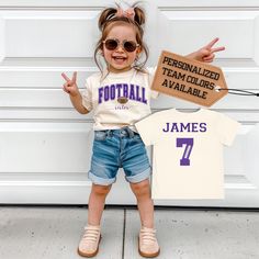 We all know that little sister and little brother are big sister's/brother's biggest fan! Let them show it off in our Custom Football Toddler Shirt, Brother Toddler Football Shirt, Football Cheerleader T-Shirt, Little Sibling Football, Football College Shirt Need this item in a long sleeve or sweater? No problem! Just send me a request.  Kids will love the toddler and youth short sleeve tee by Bella + Canvas. This lightweight side-seamed shirt maximizes comfort all day long. The ring-spun cotton Football Brother Shirt, Football Sister Shirts, Football Shirts Vinyl, Football Cheerleader, Toddler Basketball, Toddler Football, Football Sister, Football College, College Shirt