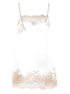 Carine Gilson Calais-Caudry Lace Slip Dress - Farfetch Carine Gilson, Lounge Outfits, Morganite Earrings, Beige Silk, Silk Tulle, Planet People, Lace Silk, Lace Slip Dress, Five Points