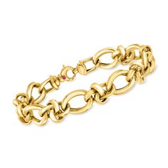 Roberto Coin 18kt Yellow Gold Chunky Curb-Link Bracelet. 8". Founded in Vicenza, the City of Gold in 1977, Roberto Coin jewelry celebrates the elegance of femininity, creativity and craftsmanship. Wrapping the wrist in chunky curb links, this head-turning statement bracelet beams in high-polished 18kt yellow gold. Made in Italy. Lobster clasp, Roberto Coin 18kt yellow gold curb-link bracelet. Roberto Coin Jewelry, City Of Gold, Gold Link Bracelet, Roberto Coin, Aquamarine Jewelry, Bangle Bracelets With Charms, Elegant Bracelet, Coin Jewelry, Yellow Gold Bracelet