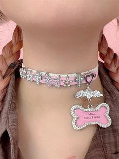 This price is for a choker only, others are not included. Lolita Accessories:Choker Gyaru Accessories, Kawaii Choker, Pink Choker, Bone Pendant, Pendant Choker, Reasons To Smile, Gyaru, Kawaii Fashion, Alternative Fashion